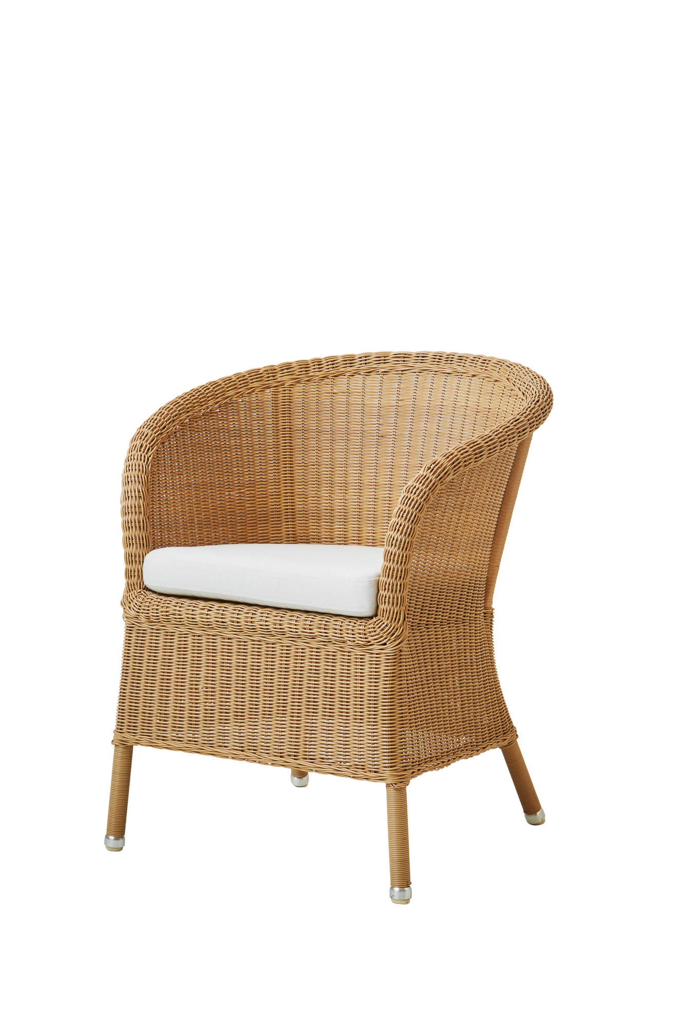 Derby Sitzkissen für Sessel: Graues Cane-Line Sitzkissen auf einem Rattansessel, ideal für Garten und Terrasse.