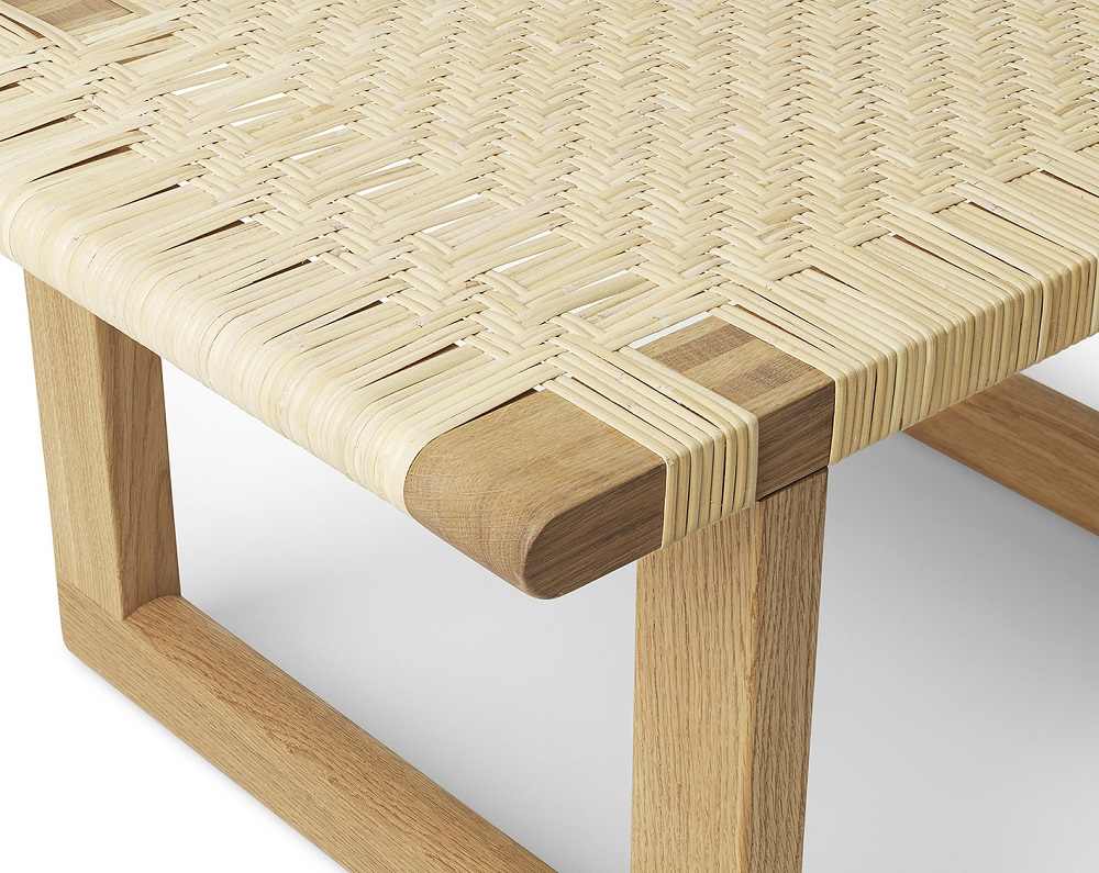 Detailaufnahme der Borge Mogensen Bank BM0488S von Carl Hansen & Søn mit Wiener Geflecht.