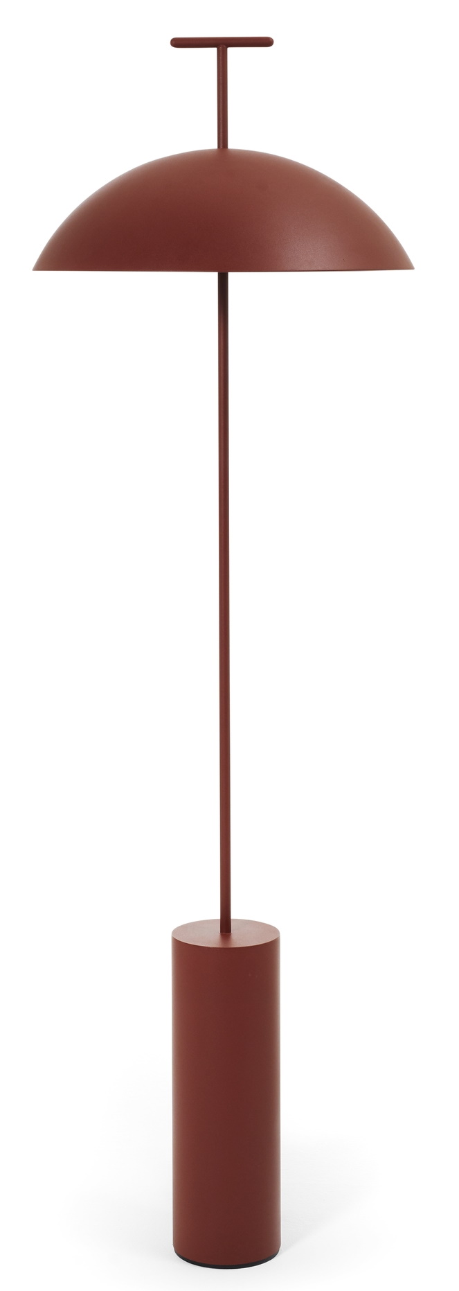Geen-A Stehleuchte von Kartell in Ziegelrot: Moderne Bodenleuchte mit Schirm und zylindrischem Fuß.