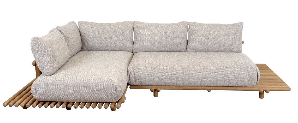 Sticks Platform Ecksofa Outdoor Cane-Line Gestell Teak / Kissen Desert sand