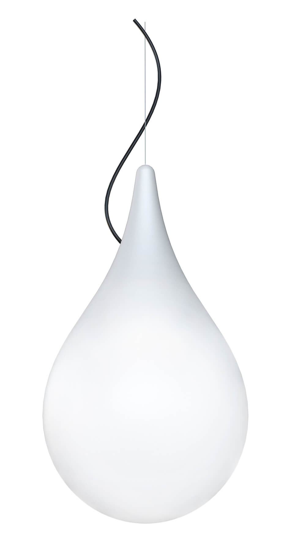 Weiße Liquid Light Pendelleuchte für den Außenbereich mit schwarzem Kabel, moderne Gartenbeleuchtung.