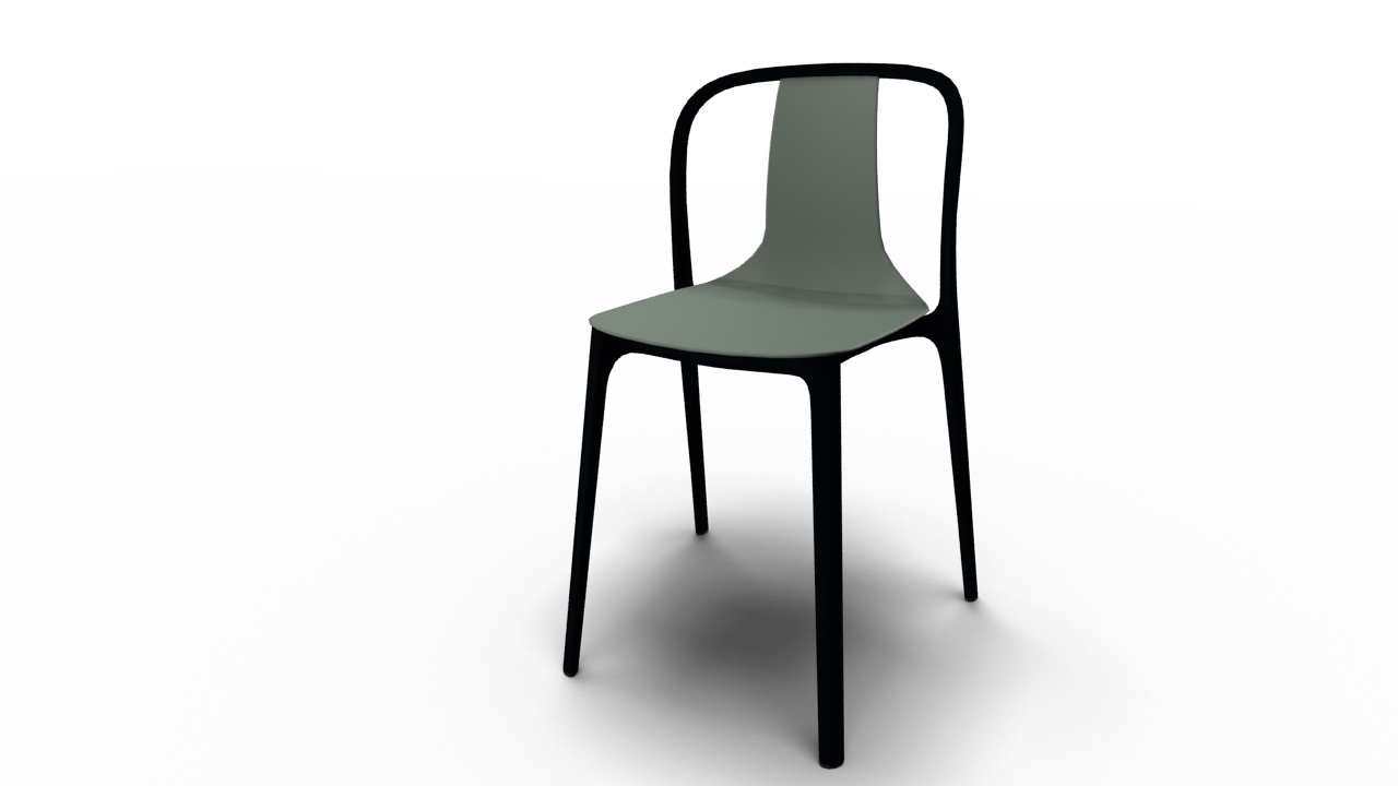 Belleville Chair Plastic Stuhl von Vitra, grauer Kunststoffstuhl mit schwarzem Gestell, modernes Design.