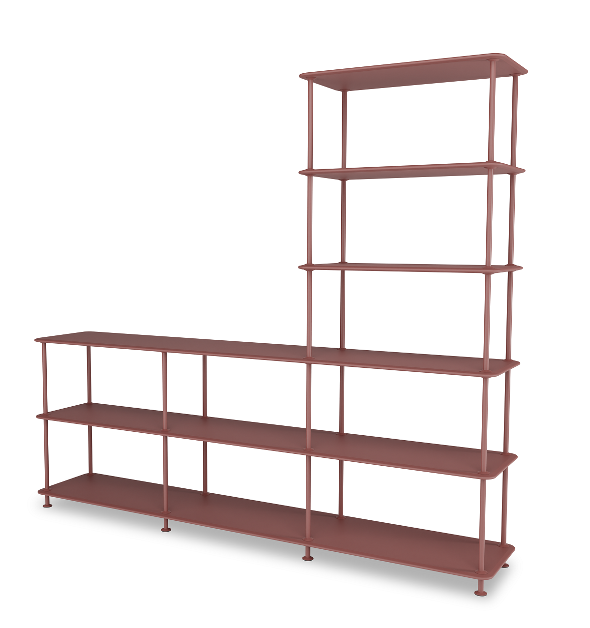Montana Free Regal in Rostrot: Freistehendes, modulares Regalsystem für Wohnzimmer und Büro.