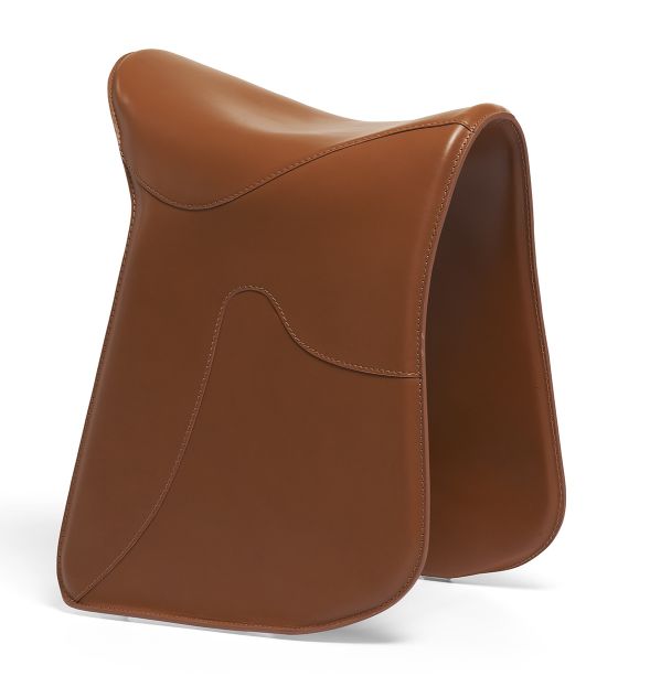 Brauner Pepe Sitzhocker von Opinion Ciatti aus Leder, moderner Hocker für Wohnzimmer.