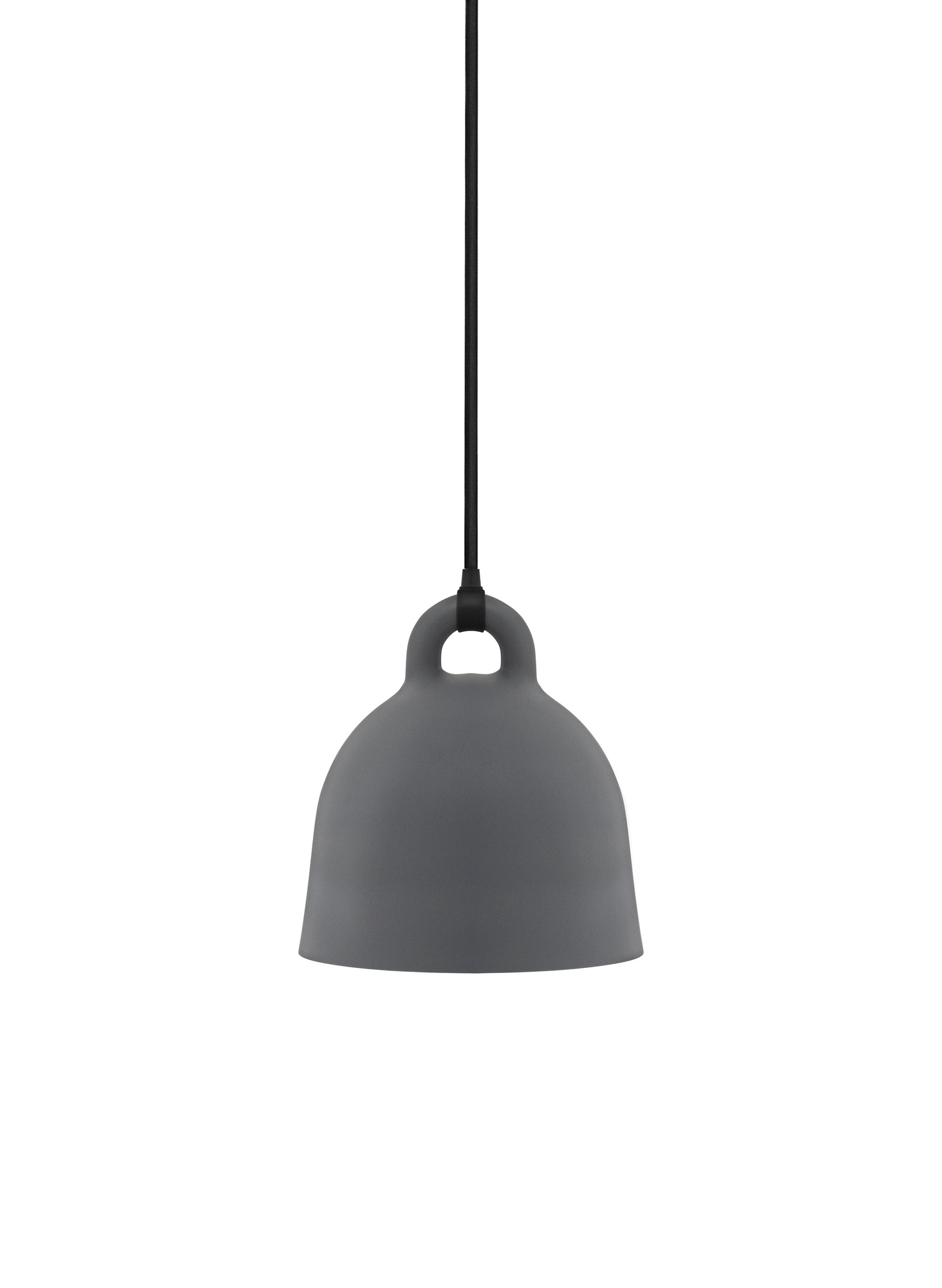 Graue Bell Lamp Hängeleuchte von Normann Copenhagen, Durchmesser 22 cm, moderne Pendelleuchte.