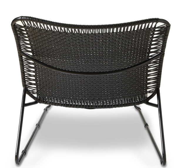 Schwarze Cielo Daybed Outdoor Liege von Ames, Rückansicht mit geflochtener Sitzfläche und Metallgestell.