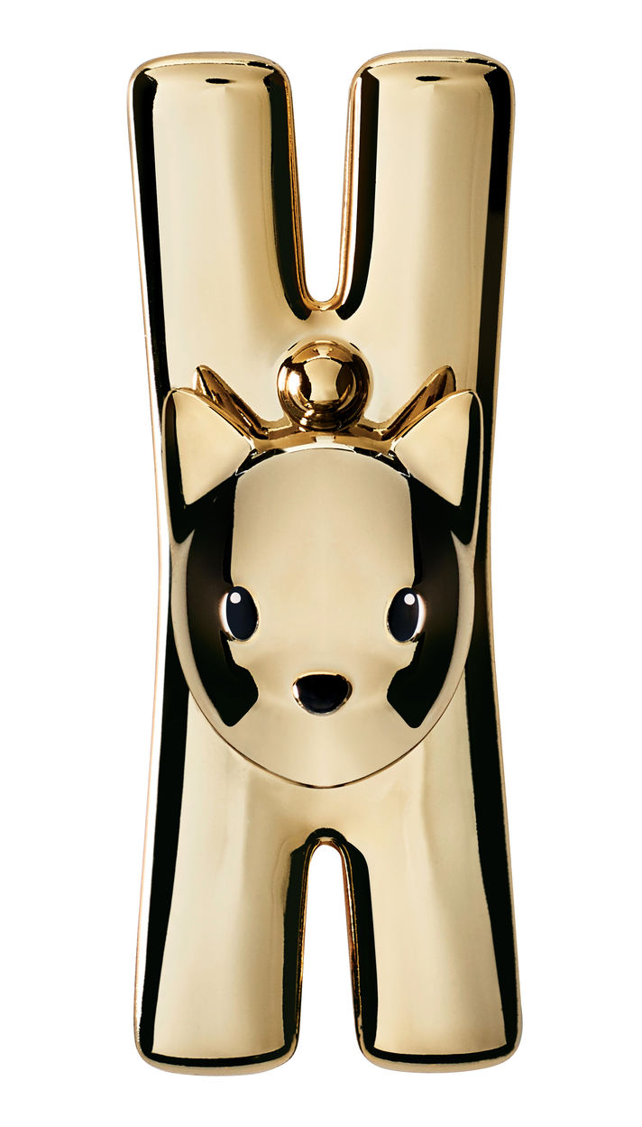 Goldene MMI32 Lampo Klammer von Alessi mit Katzenmotiv, ein exklusives Einzelstück.