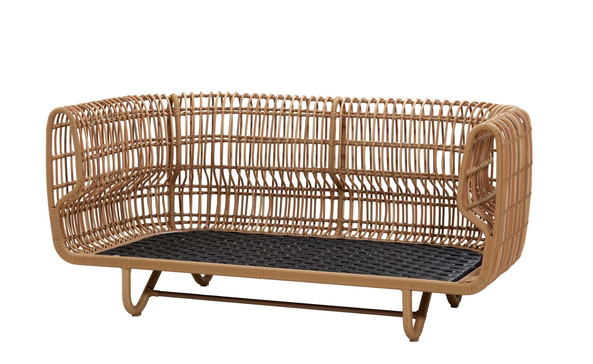 Nest Outdoor Sofa von Cane-Line: 2-Sitzer Gartensofa aus Rattan, modernes Design für Terrasse und Balkon.