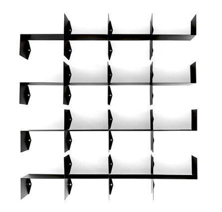 Moroso Z-Shelf 4er Set: Schwarzes, modulares Wandregal-System für Bücher und Dekoration, modernes Design.