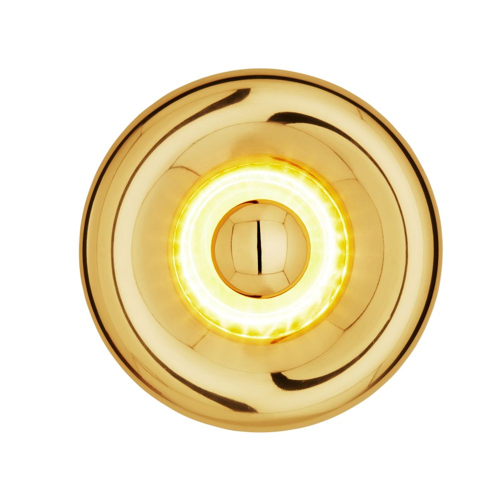 Goldene Void Surface LED-Wandleuchte von Tom Dixon, moderne Wandbeleuchtung für Wohnzimmer und Schlafzimmer.