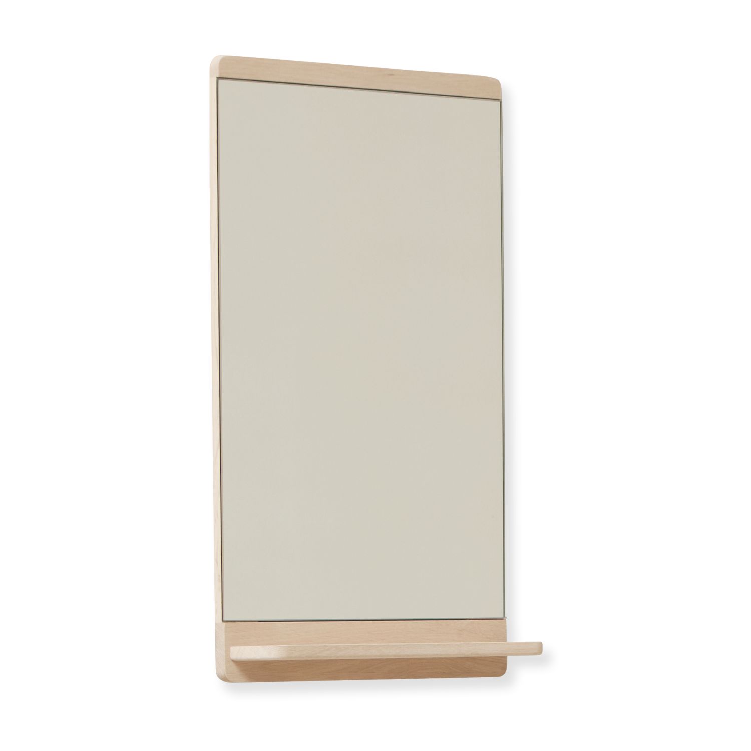 Rim Wandspiegel von Form & Refine: Rechteckiger Spiegel mit geöltem Eichenrahmen und Ablage.