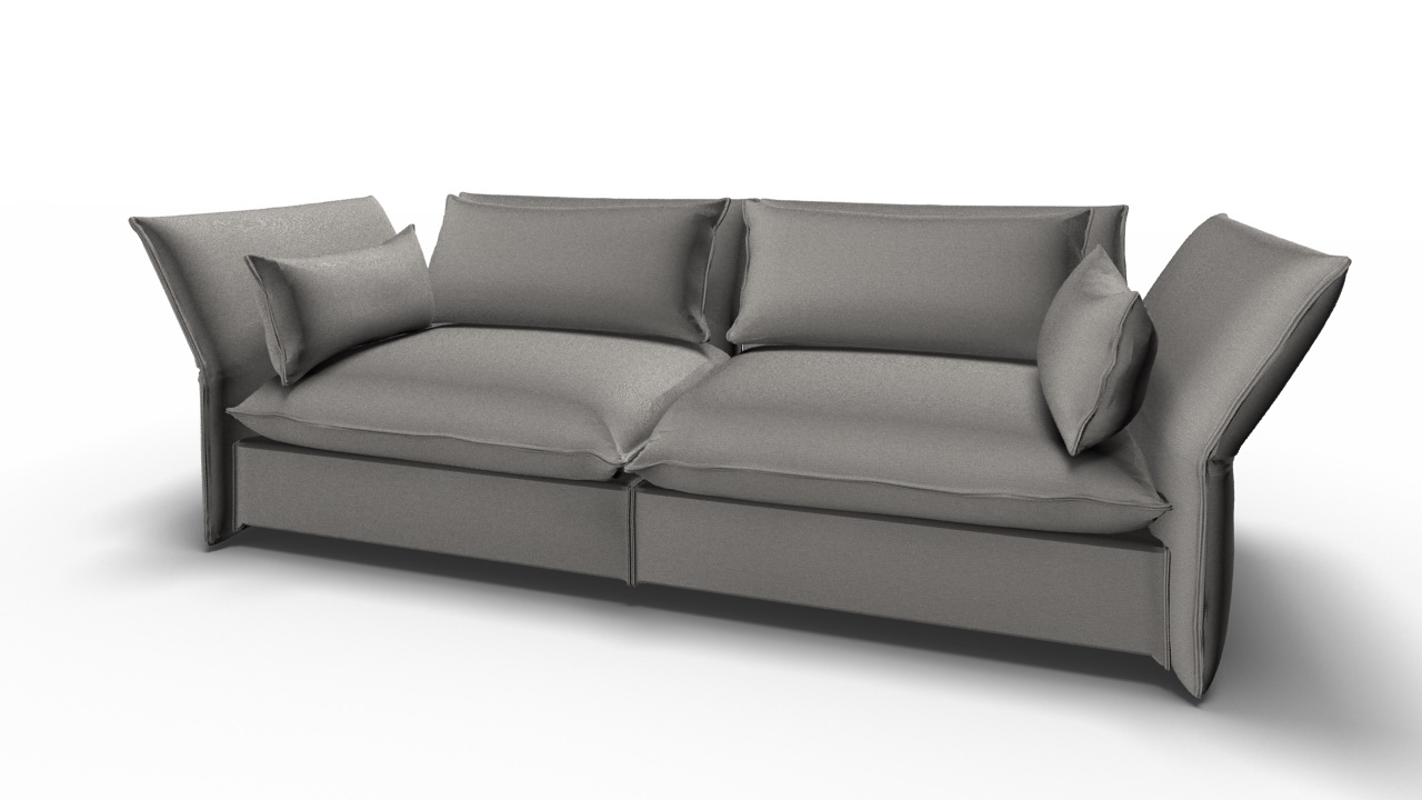 Silbergraues Mariposa Sofa von Vitra, ein modernes 3-Sitzer Sofa mit weichen Kissen.