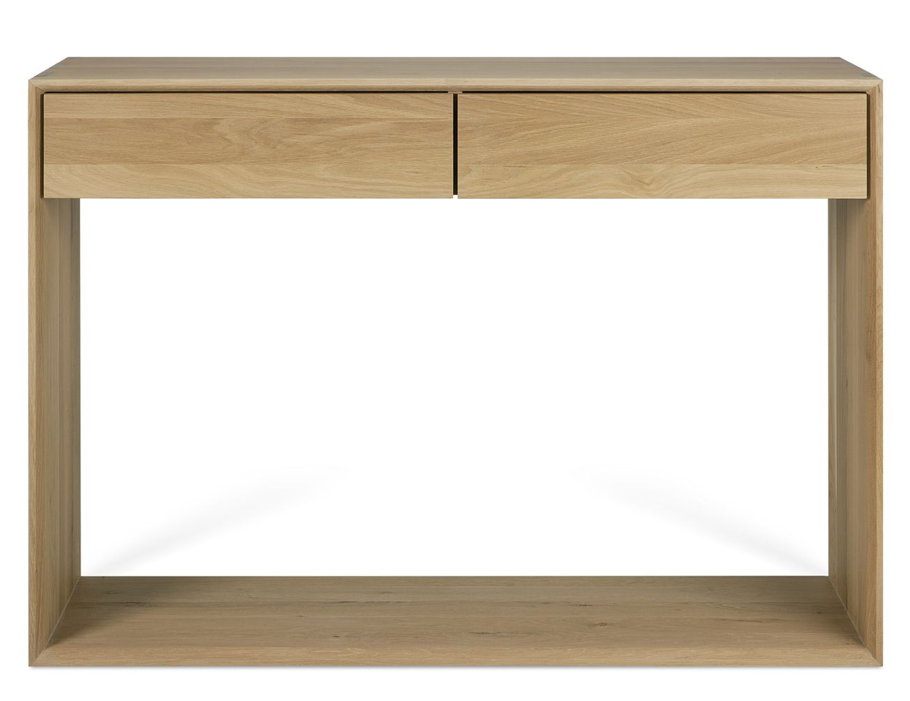 Nordic Konsole aus Eiche von Ethnicraft mit zwei Schubladen und minimalistischem Design.