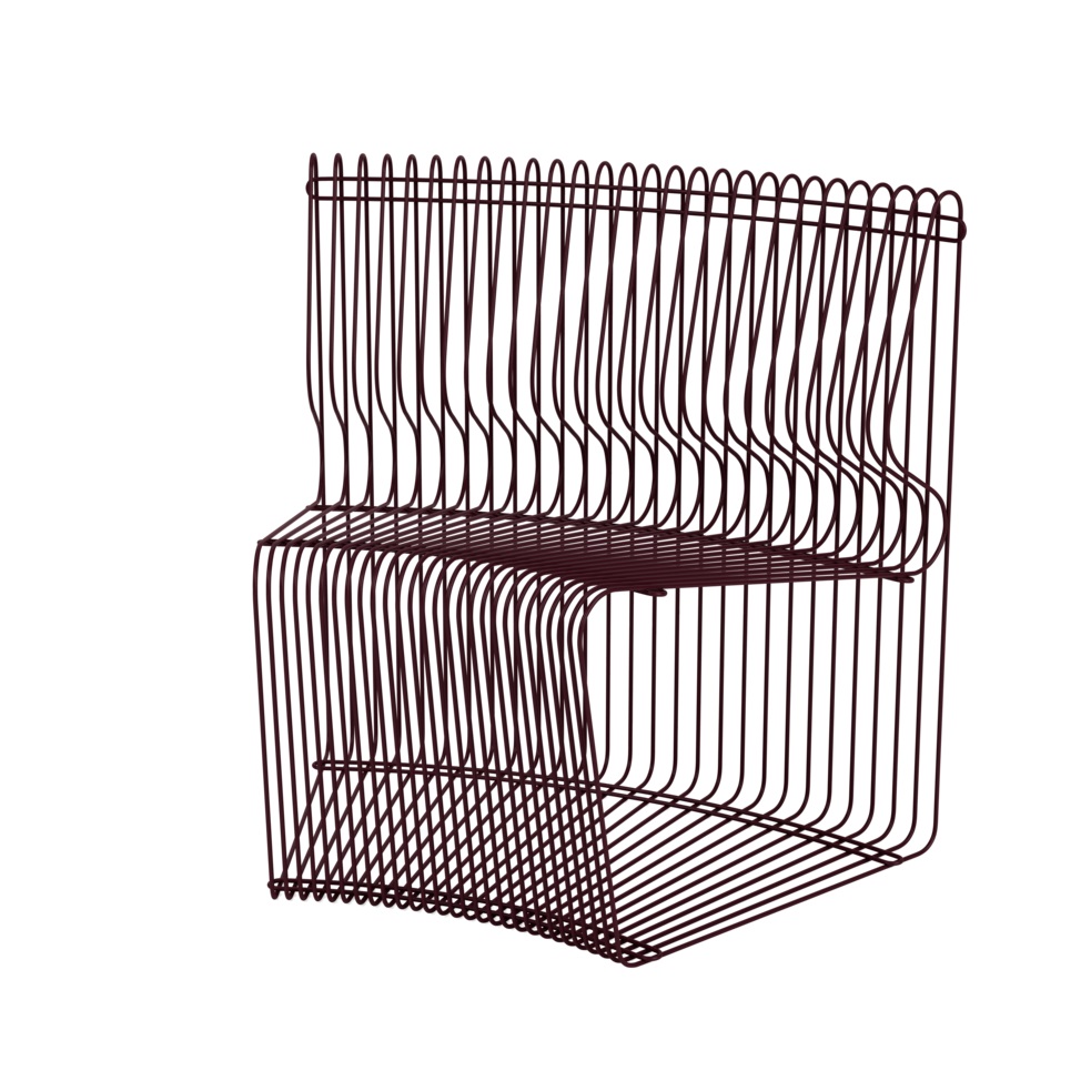 Pantonova System Sitzmodul: Moderner Drahtstuhl von Montana in Dunkelrot, minimalistisches Design für Wohnraum und Büro.