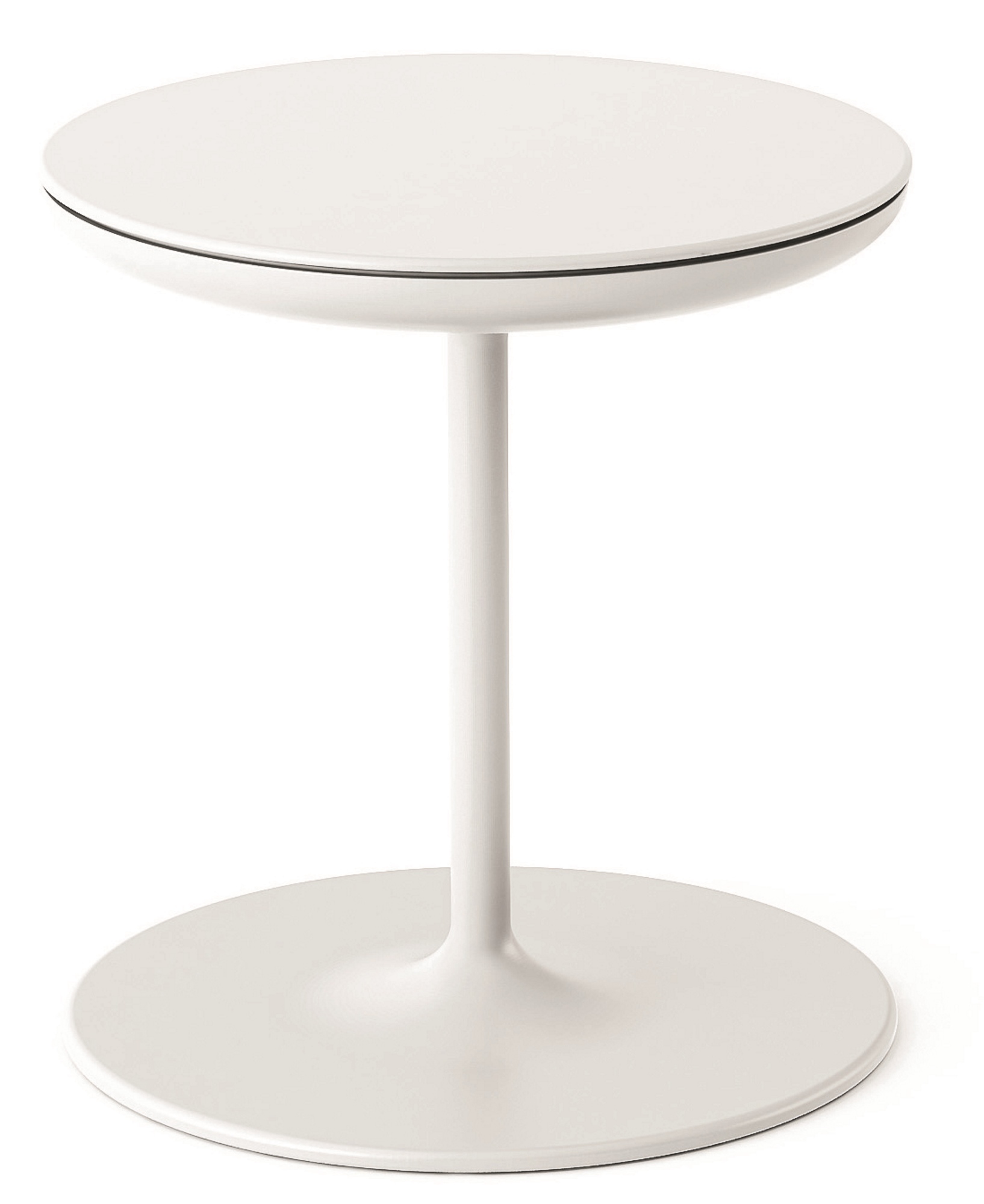 Weißer Toi Beistelltisch von Zanotta: Moderner runder Tisch mit minimalistischem Design für Wohnzimmer und Wartebereiche.