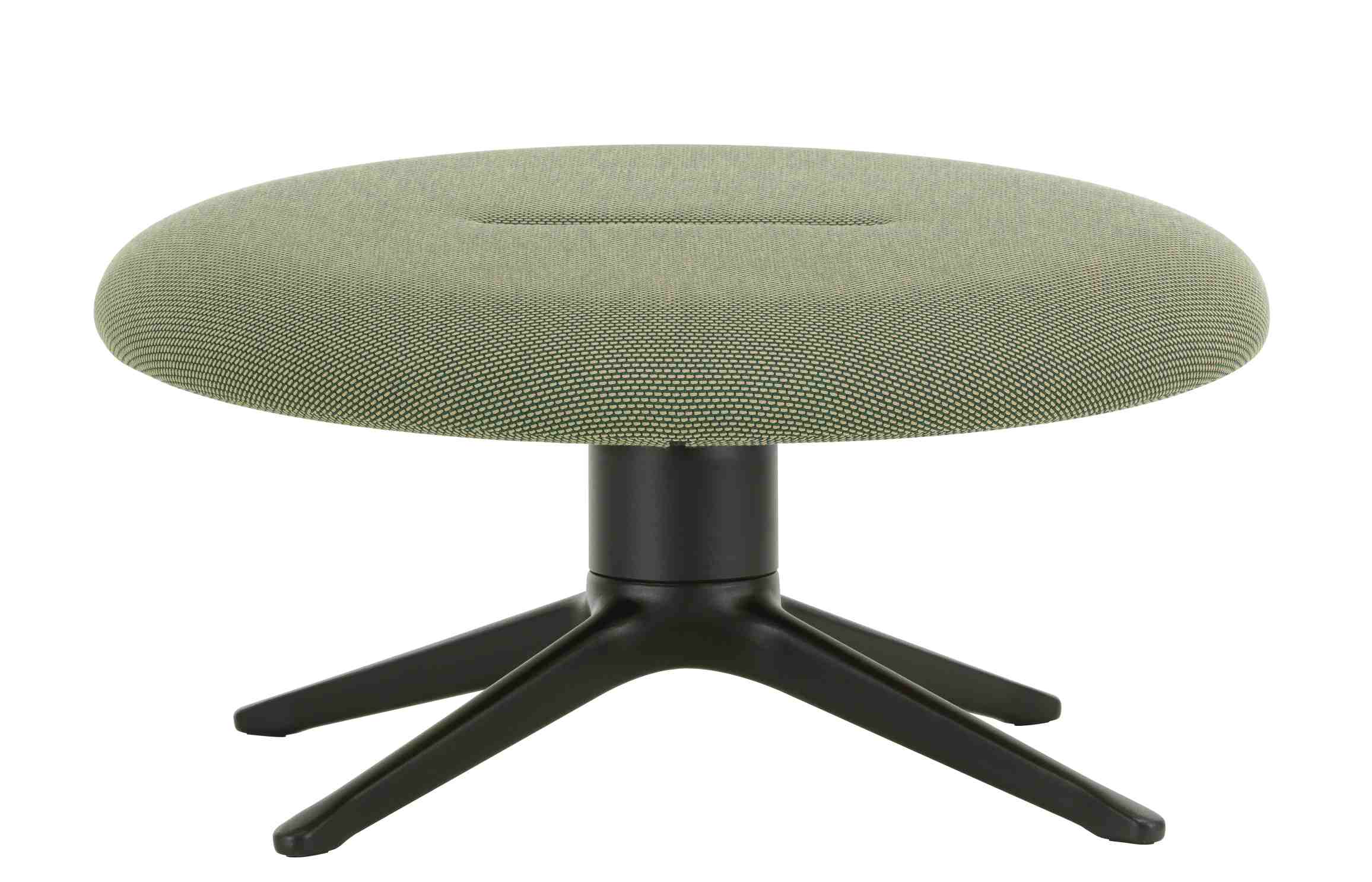 Abalon Platform Ottoman von Vitra, grüner Hocker mit schwarzem Fußkreuz für Wohnraum.