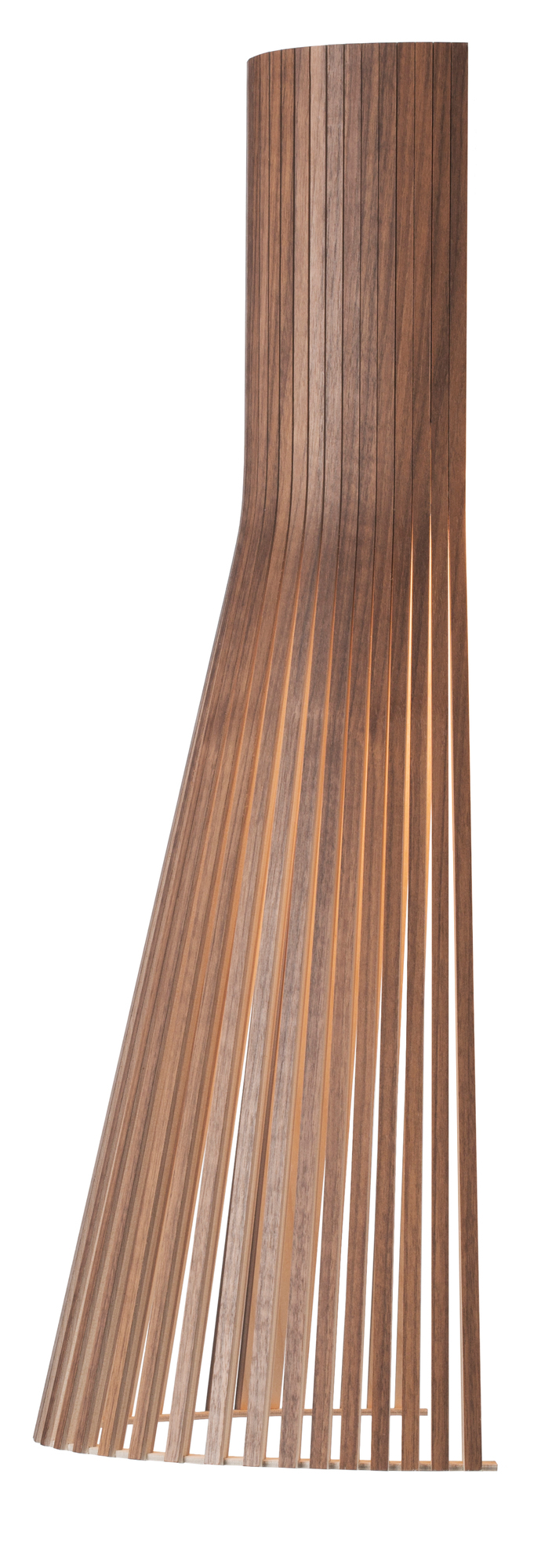 Secto Design 4230 LED Wandleuchte in Walnuss, modernes Design mit Holzlamellen und warmem Licht.