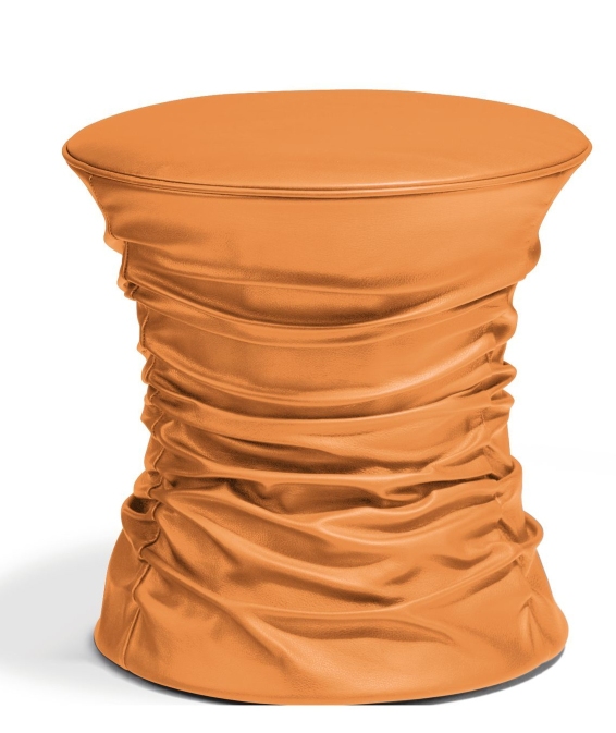 Orangefarbener Bellows Hocker von Walter Knoll, Lederhocker, Beistelltisch, modernes Design für Wohnzimmer und Büro.