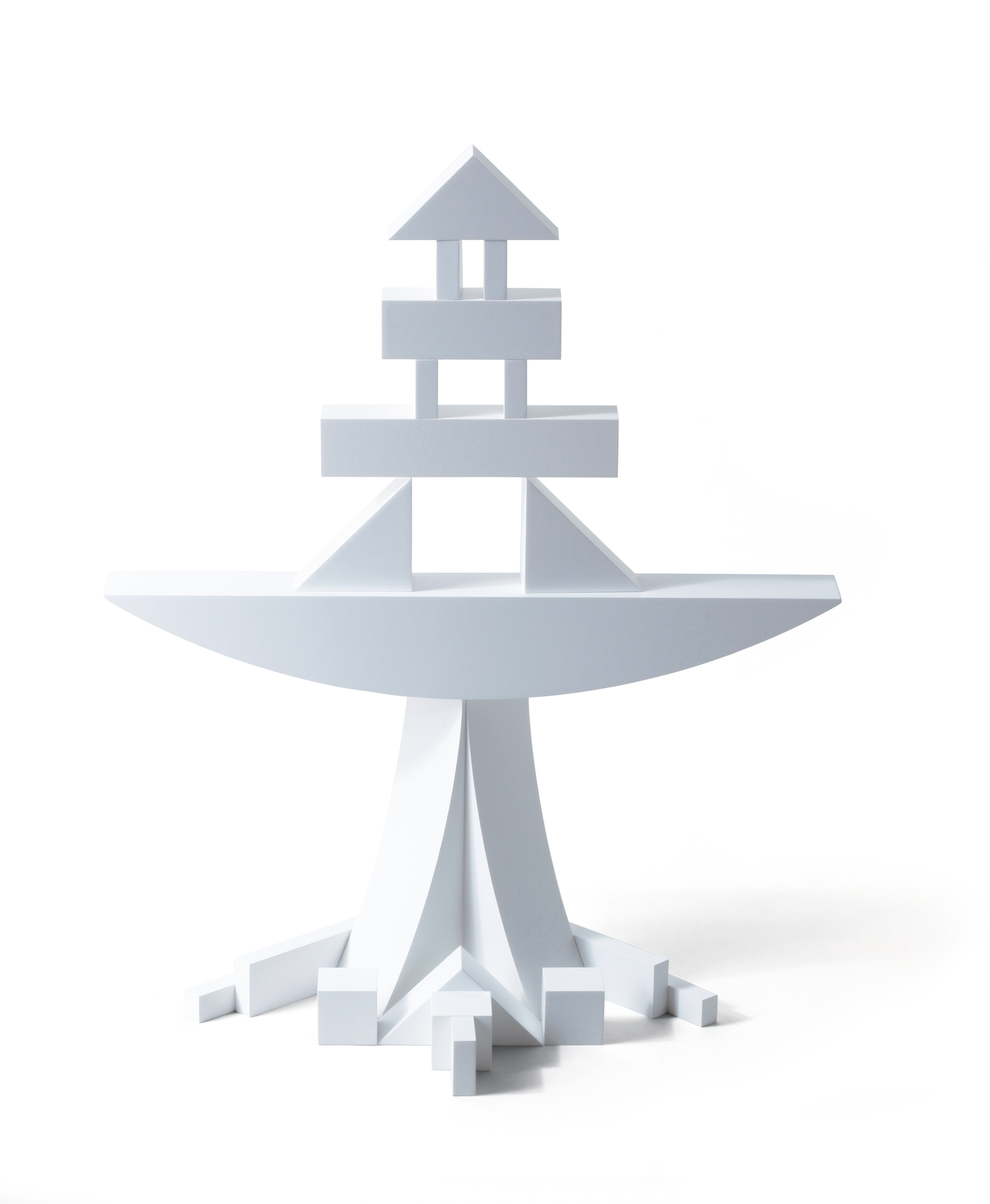 Weißes Bauhaus Bauspiel von Naef Spiele AG, ein geometrisches Einzelstück aus Holz.