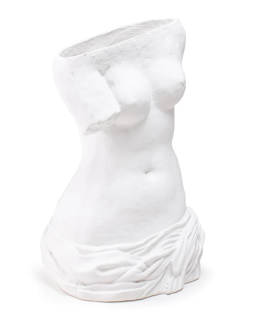 Weißer Milo Schirmständer von Seletti in Form einer weiblichen Büste für moderne Einrichtung.