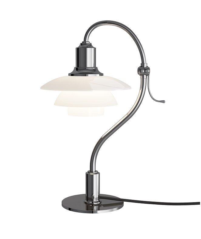 PH 2/2 Question Mark Tischleuchte in Chrom von Louis Poulsen, Design-Klassiker.