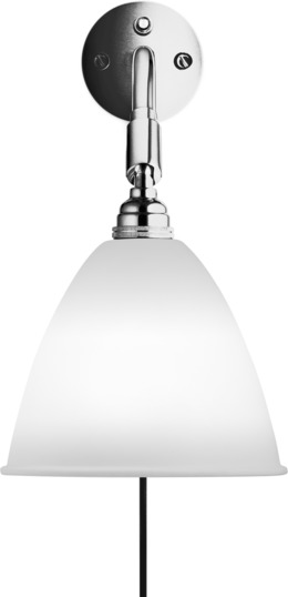Bestlite BL7 Wandleuchte mit Bone China Schirm und Chrom-Halterung. Elegante Gubi Wandlampe für Innenräume.