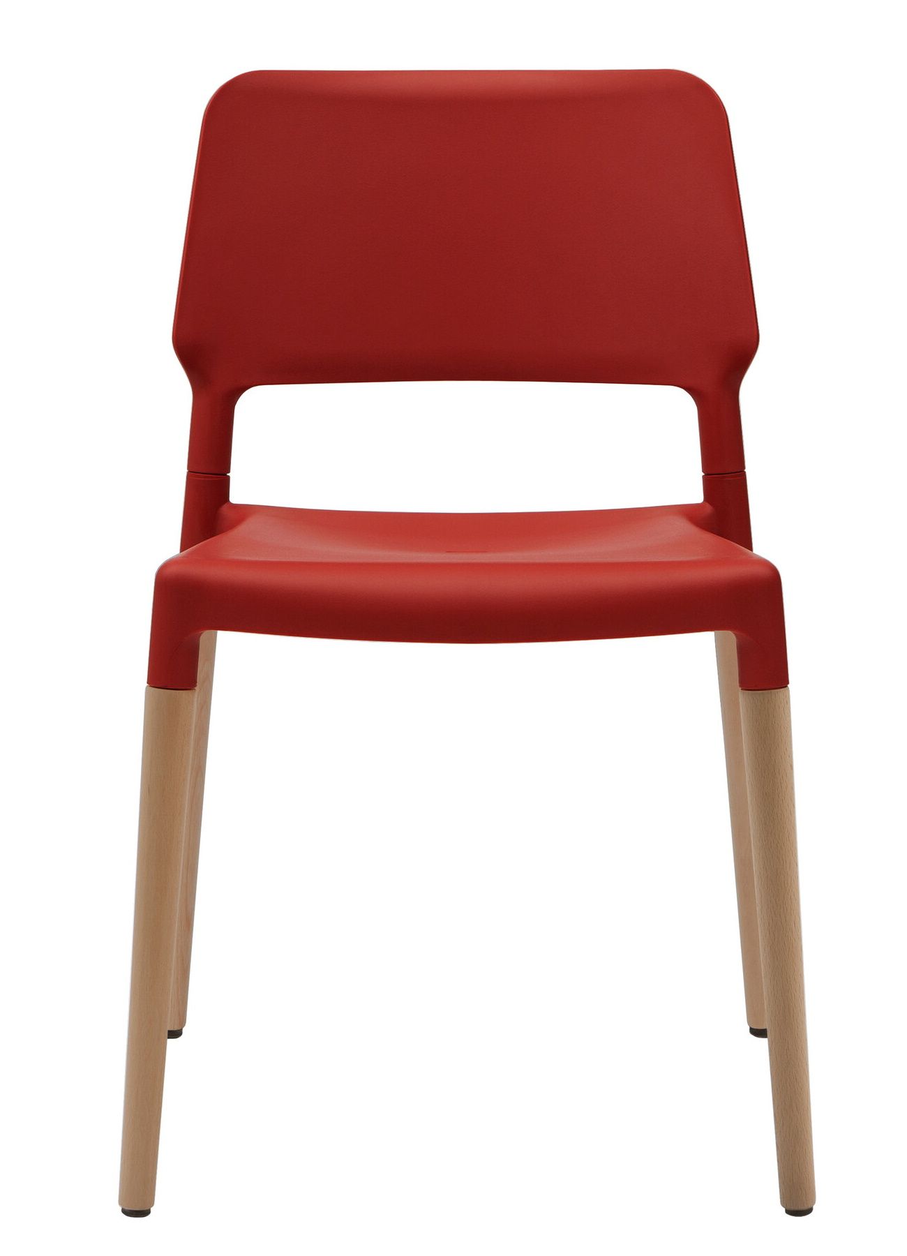 Belloch Stuhl von Santa & Cole, roter Indoor Stuhl mit Holzbeinen, modernes Design.