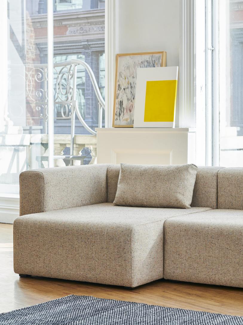 Beige Mags Sofa 3-Sitzer mit Hallingdal Stoff, moderne Wohnzimmer Couch mit Armlehne rechts.