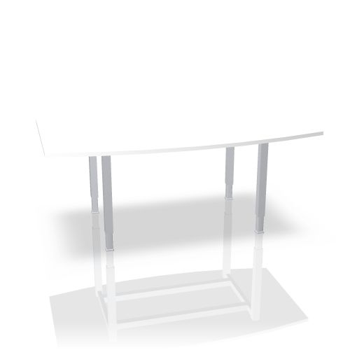 Weißer Basic 4 Besprechungstisch von König+Neurath in Bootsform mit silbernen Beinen, ideal für Konferenzen.