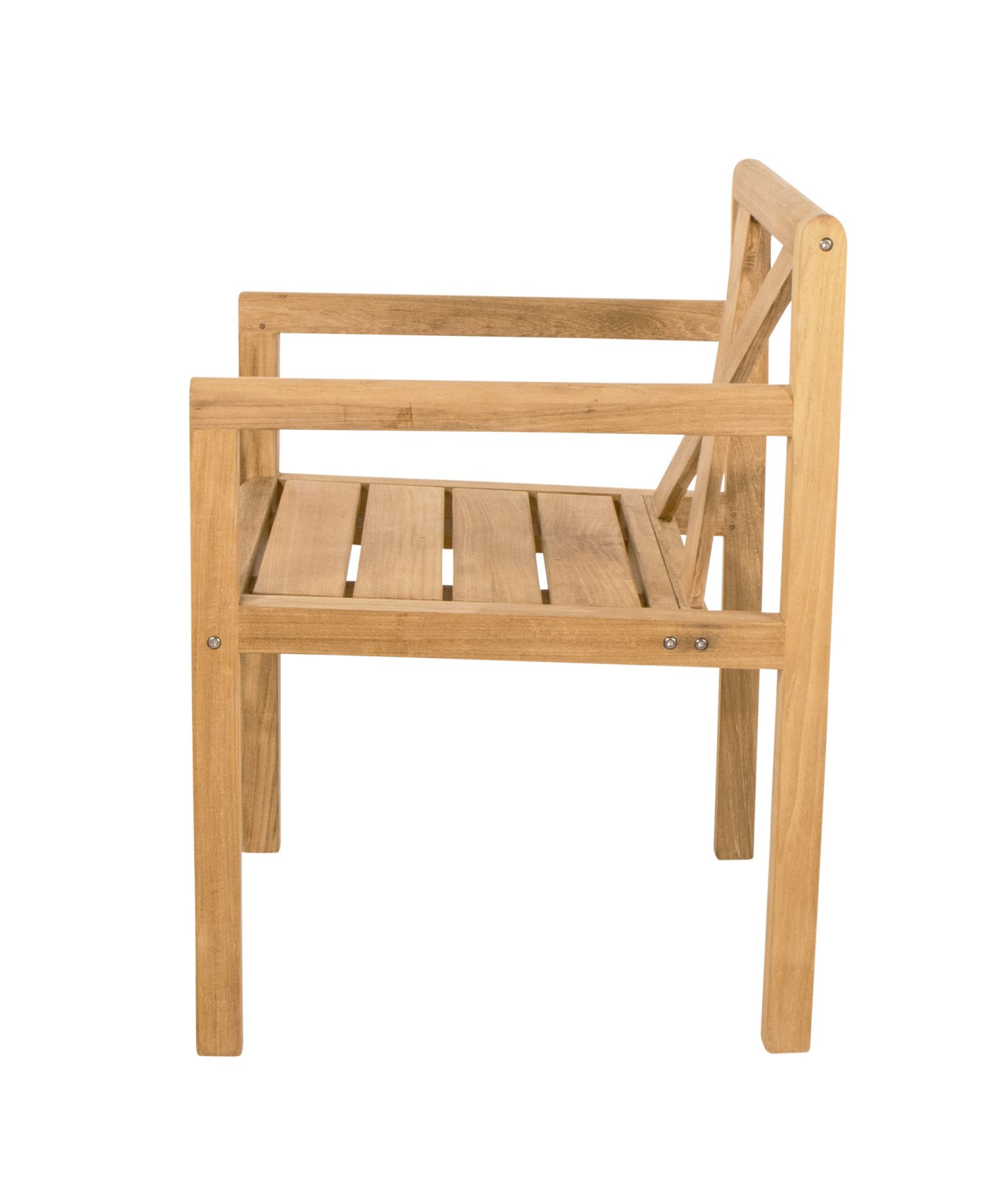 Grace Sessel von Cane-Line aus Teakholz, Seitenansicht. Gartenmöbel für Terrasse und Balkon.