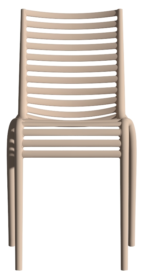 Pip-e Stuhl in Puder von Driade: Moderner Design Stuhl mit Lattenstruktur, Ansicht von vorne.