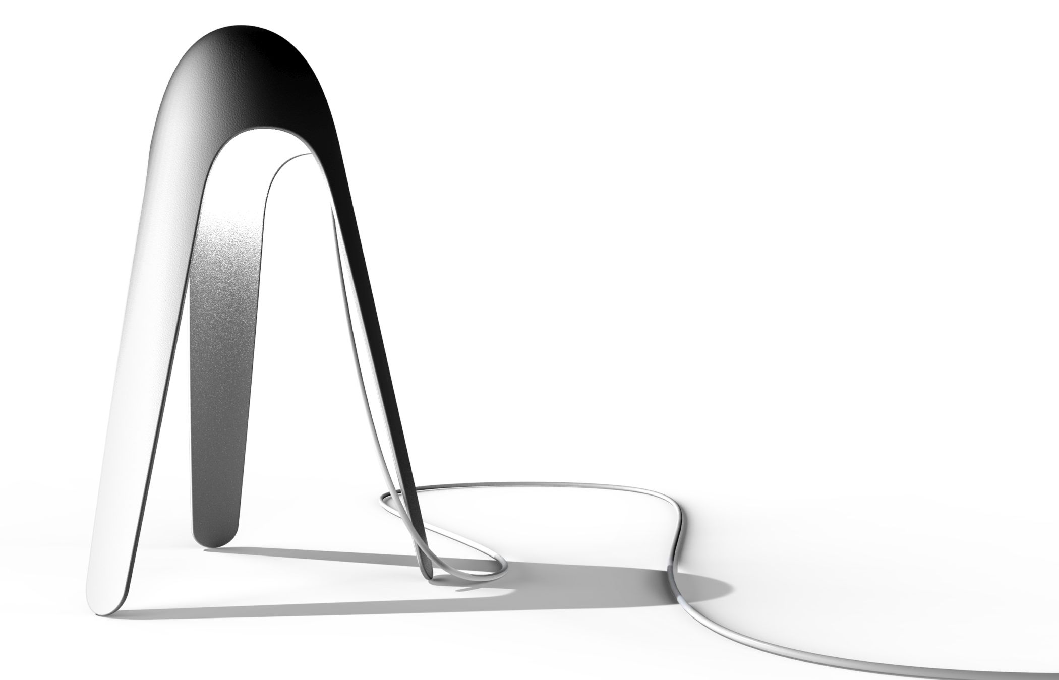 Silberne Cyborg Tischleuchte von Martinelli Luce, modernes Design mit Kabel.