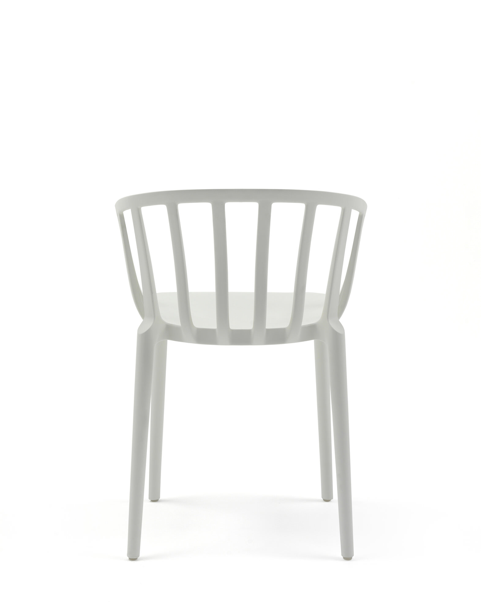Venice Stuhl von Kartell, grauer Esszimmerstuhl und Wohnzimmerstuhl aus Kunststoff, Rückenansicht.