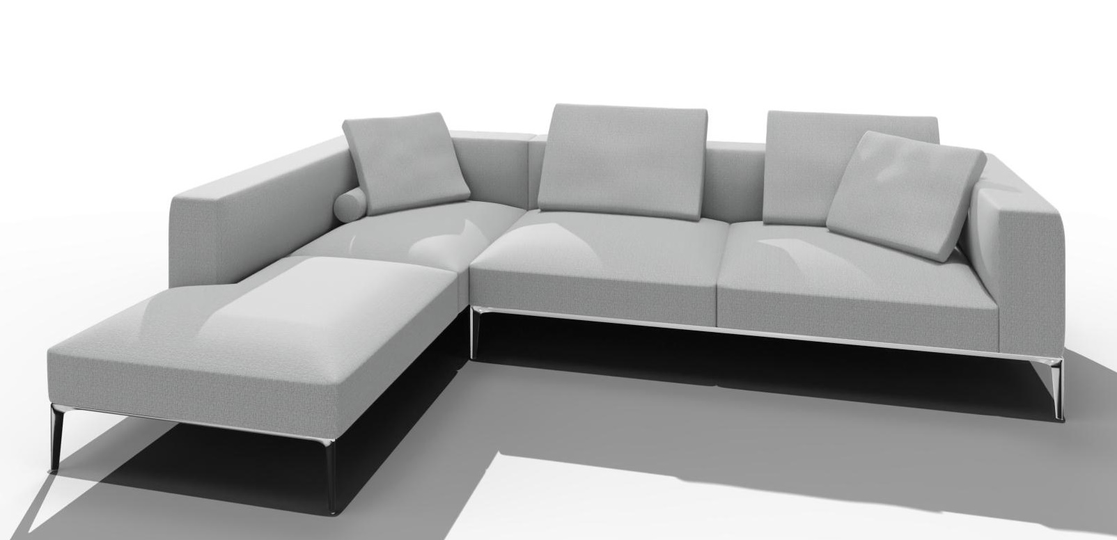 Jaan Living 3 Sitzer Sofa mit 2 Rückenkissen, 2 Komfortkissen & 2 Komfortrollen Kombi Q21 Walter Knoll Stoff Glint Steel