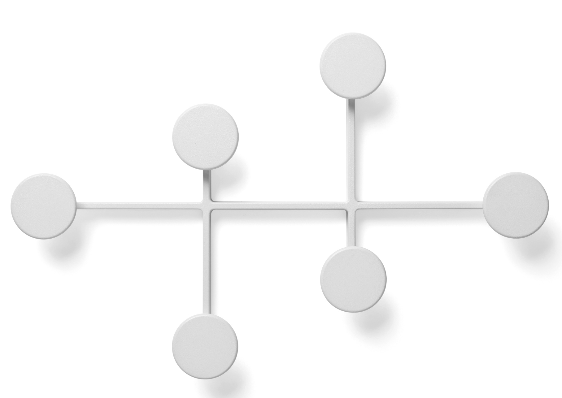 Weißer Afteroom Coat Hanger Medium Garderobenhaken von Audo mit fünf runden Haken.