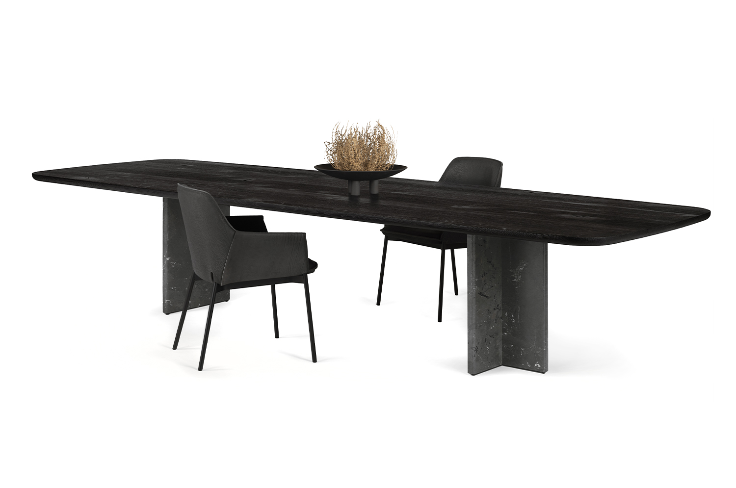 BC17 T-Rox Tisch rechteckig Esstisch Janua Eiche geköhlt (Ton schwarz) Stein Infinity / B 260 x T 100 x H 75 cm