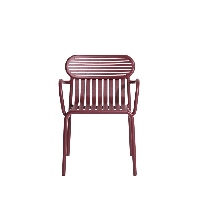 Week-End Garden Armlehnenstuhl von Petite Friture in Burgundy, moderner Outdoor Stuhl aus Metall.