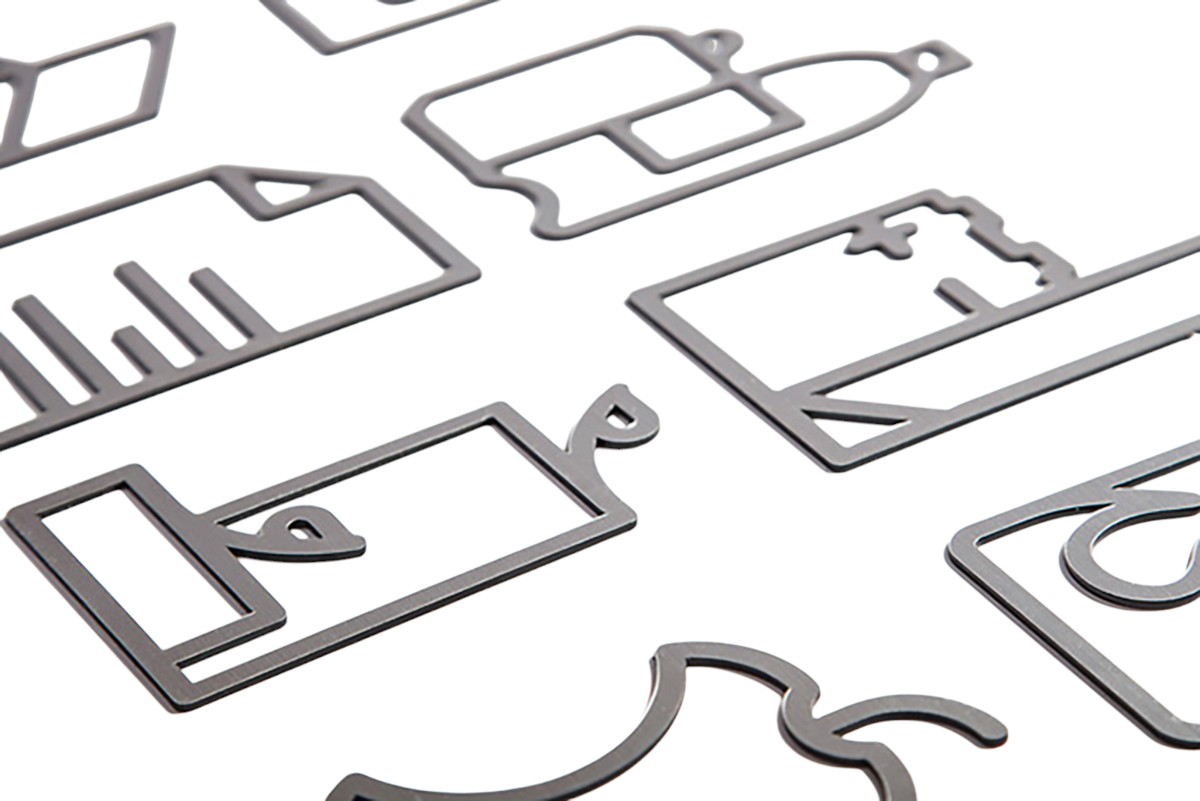 Mizetto QUICK SHIP Symbole für Mülltrennung: Verschiedene Icons für Abfallbehälter und Recycling, Metall.