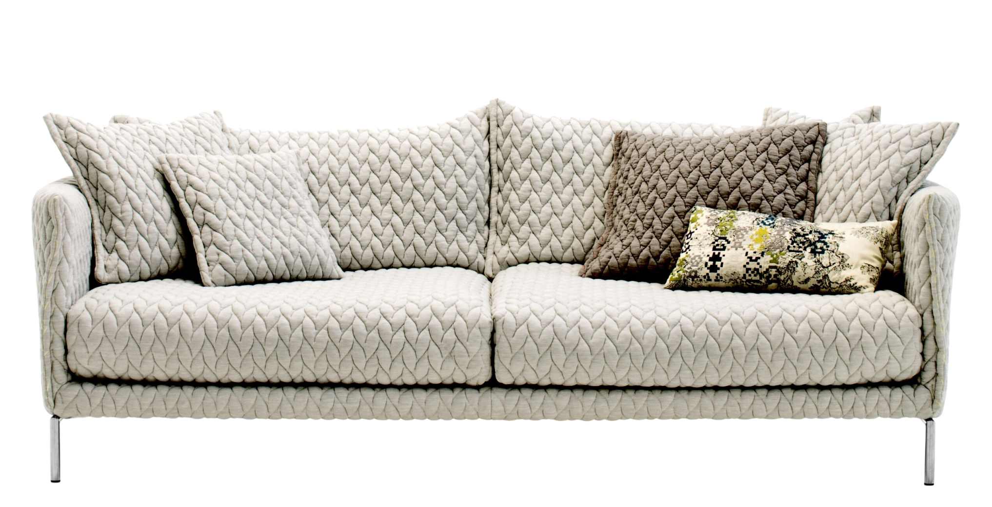 Gentry Sofa mit gestepptem Bezug und Kissen. Modernes 2-Sitzer Sofa für Wohnzimmer.