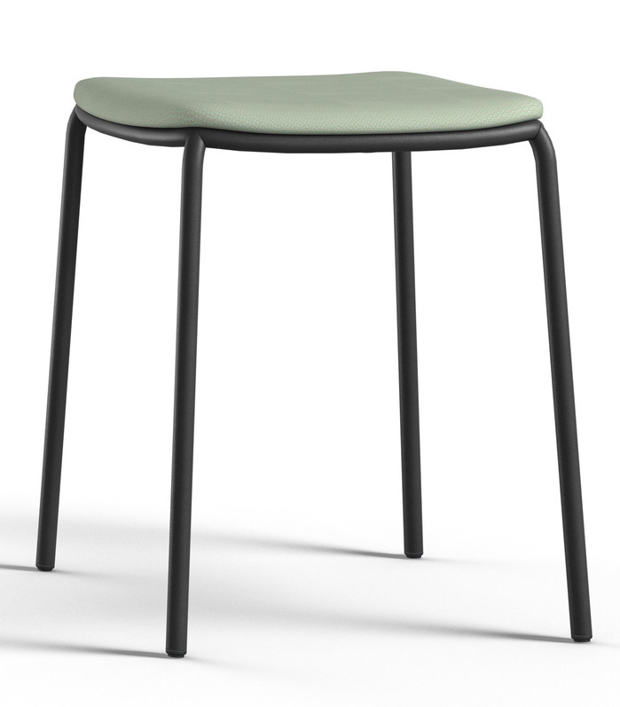 Nate S Hocker von Brunner: Moderner Hocker mit schwarzem Gestell und mintgrünem Sitzpolster.