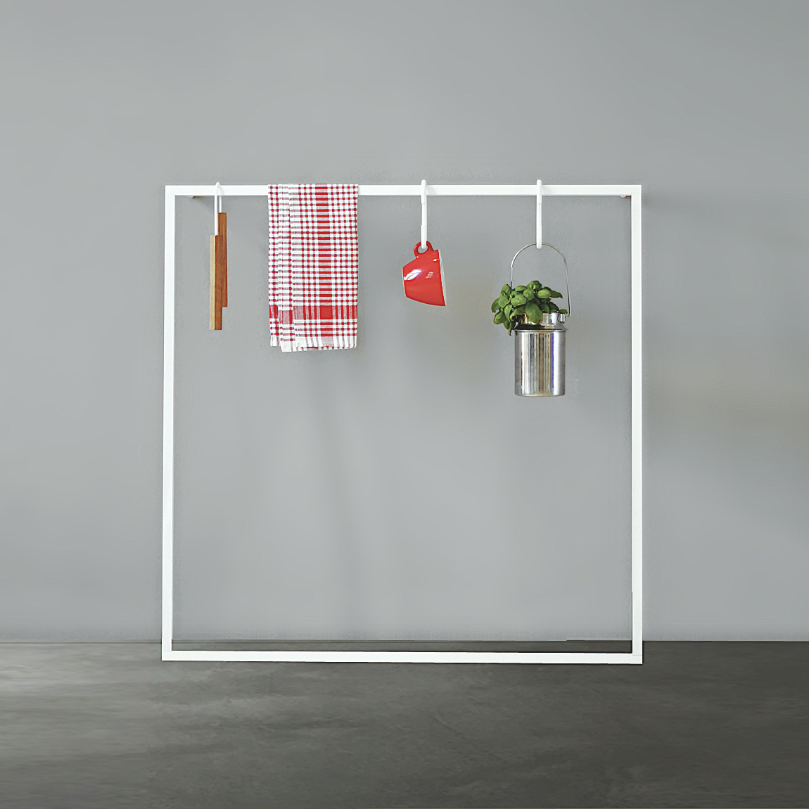 Little Leano Stummer Diener von Roomsafari mit Handtuch, Tasse und Pflanze. Moderner Kleiderständer.