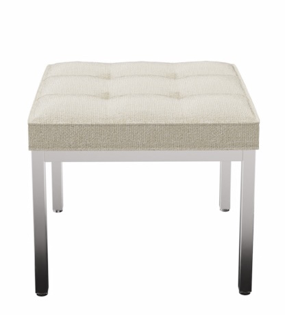 Quadratischer, beiger Relax Florence Hocker von Knoll International mit gesteppter Sitzfläche und Chromgestell.
