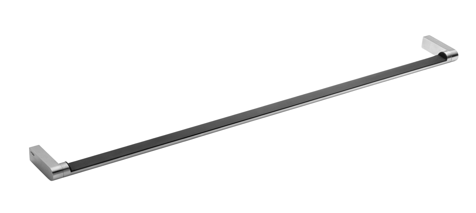 Edle Vipp Handtuchstange aus Edelstahl und Gummi, modernes Badaccessoire für Handtücher.