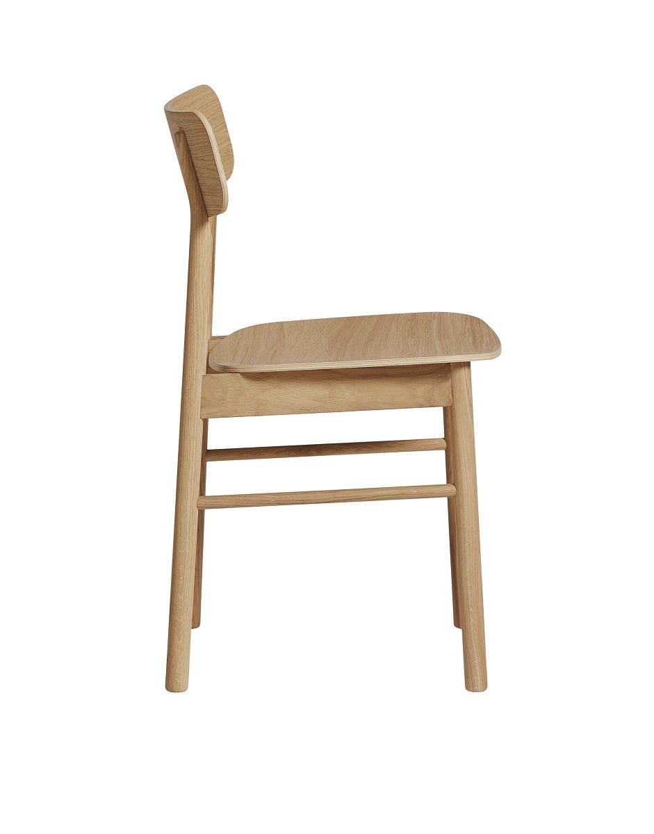 Soma Dining Chair von Woud, geöltes Eichenholz, Seitenansicht. Moderner Holzstuhl für Esszimmer.