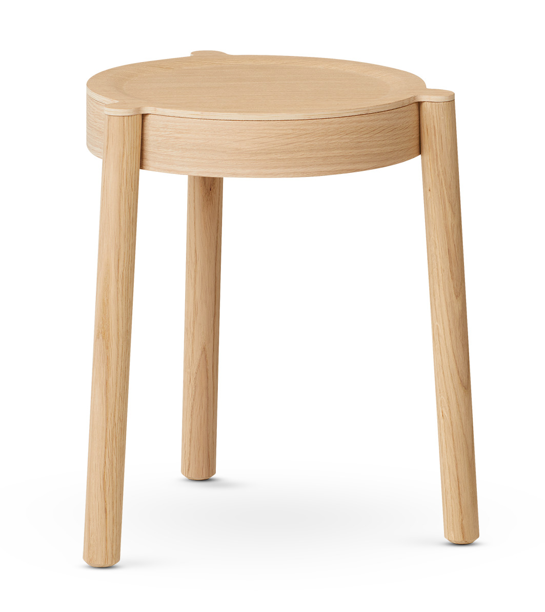 Pal Hocker aus Eiche, stapelbarer Sitzhocker für Wohnzimmer und Küche, modernes Design.