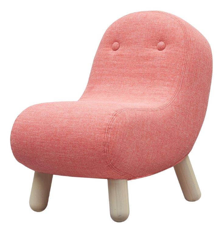 Bob Sessel Softline: Einzelner, moderner Sessel in Rosa mit Holzbeinen für Wohnzimmer und Kinderzimmer.