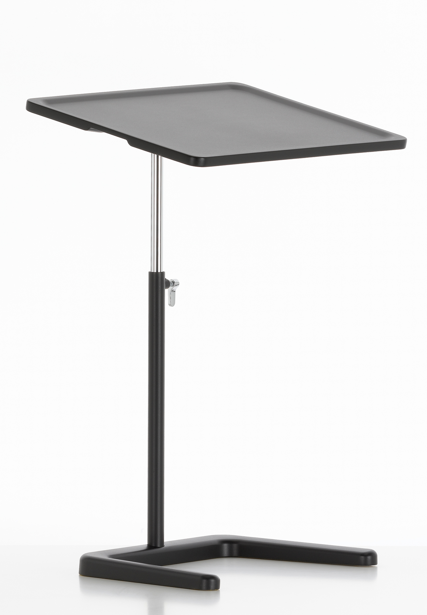 Vitra Nes Table Beistelltisch in dunkler Ausführung. Höhenverstellbarer, moderner Tisch für Wohnzimmer und Büro.