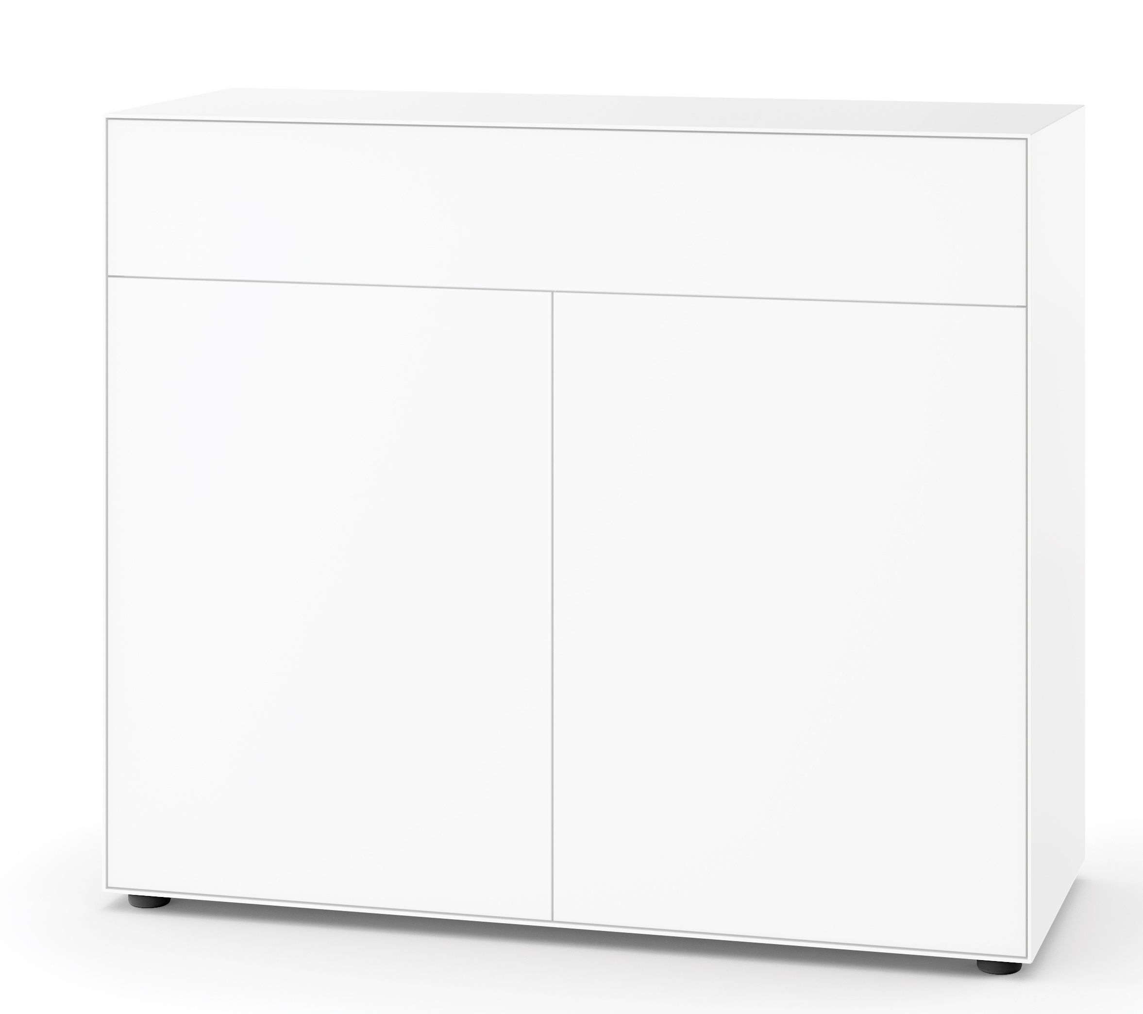 Weißes Nex Pur Box Sideboard von Piure mit Tür und Schubkasten für modernes Wohnen.