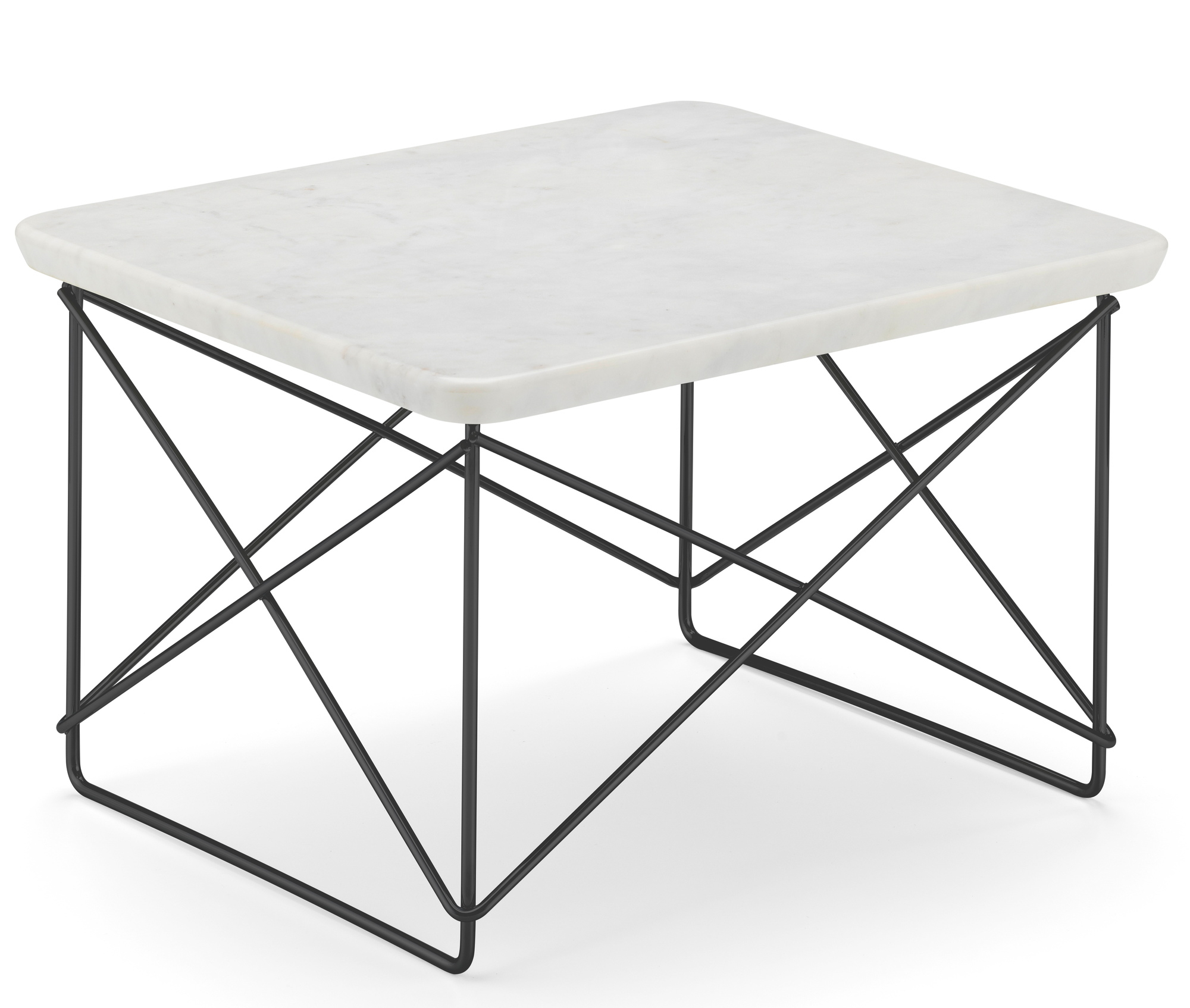 Vitra LTR Occasional Beistelltisch mit Marmorplatte und schwarzem Drahtgestell, modernes Design.