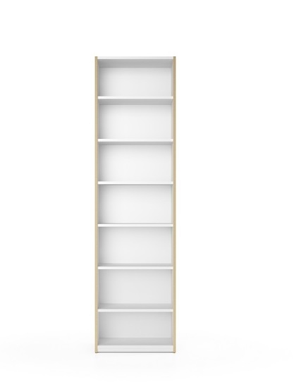 Weißes, hohes Regal "Modular Plus" von Müller Möbelwerkstätten mit acht Fächern.